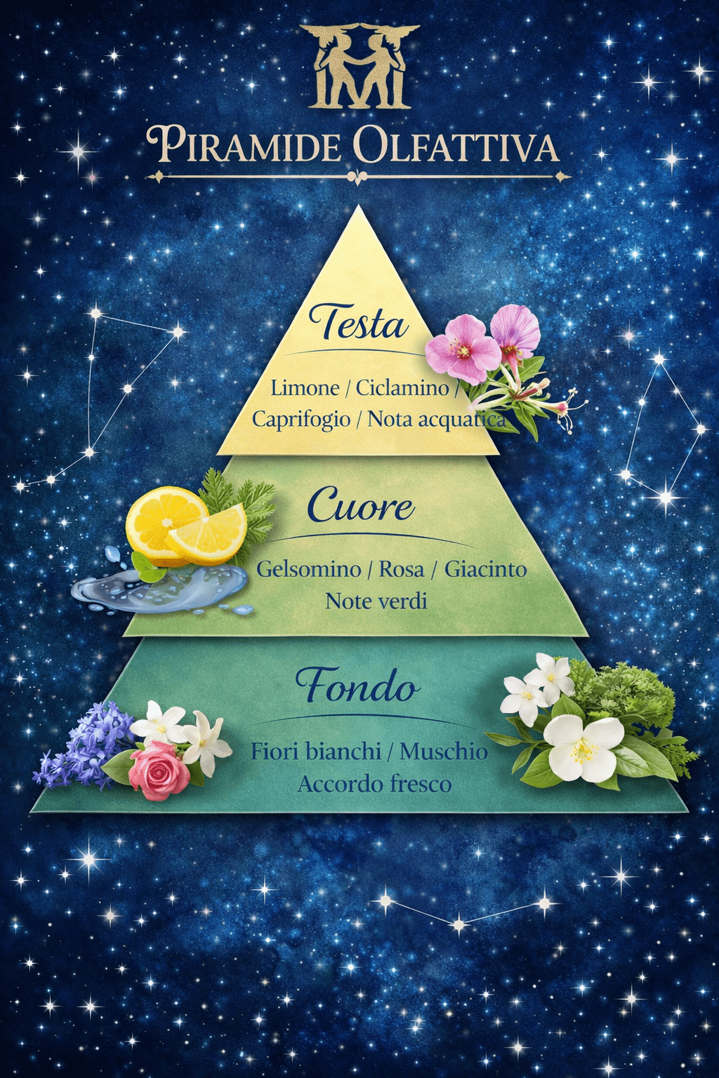 Candela Sensoriale Gemelli – Limone, Fiori e Muschio - Montedoro Candles